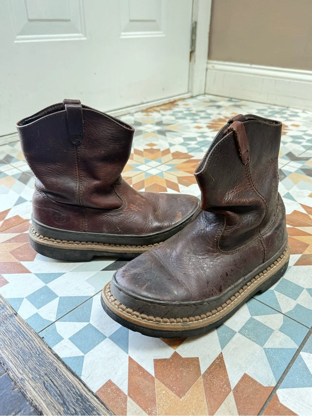 Soggy Brown Leather Kids Georgia Boots Size 6!